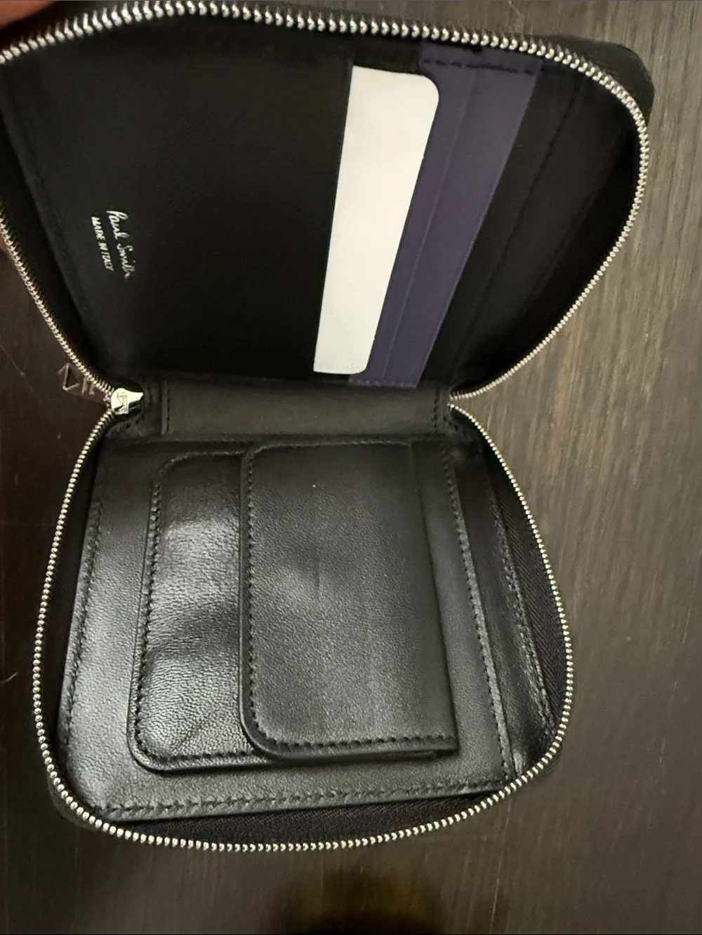 NWT Paul Smith Dog Portrait Zip-around Wallet - Purple & Cream. Leather